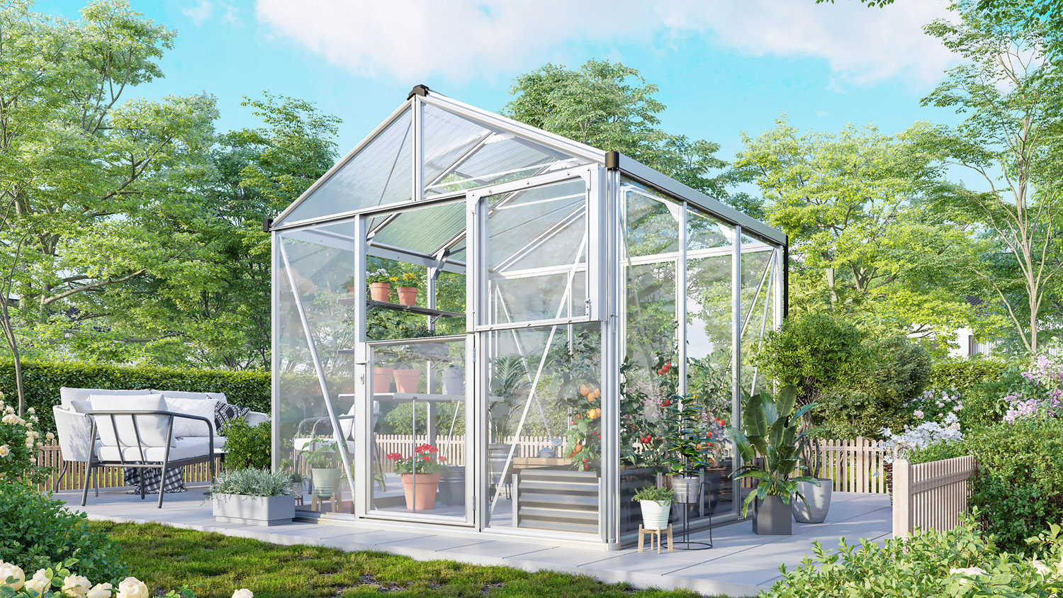 Gewächshaus Zeus 6200, Farbe: Aluminium eloxiert, verglast mit: Sicherheitsglas (ESG)