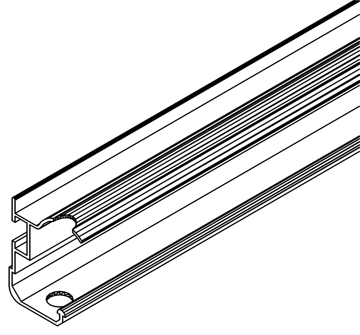 Türlaufschiene, 1347, L1257, white, RAL 9003, Farbe: Weiß pulverbeschichtet