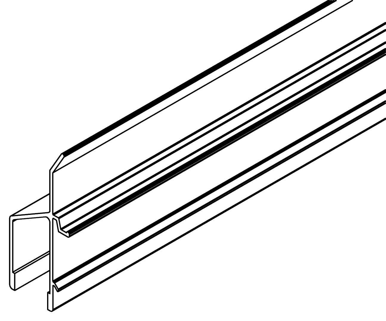 Türführungsschiene, 6074, L1854, white, RAL 9003, Farbe: Weiß pulverbeschichtet