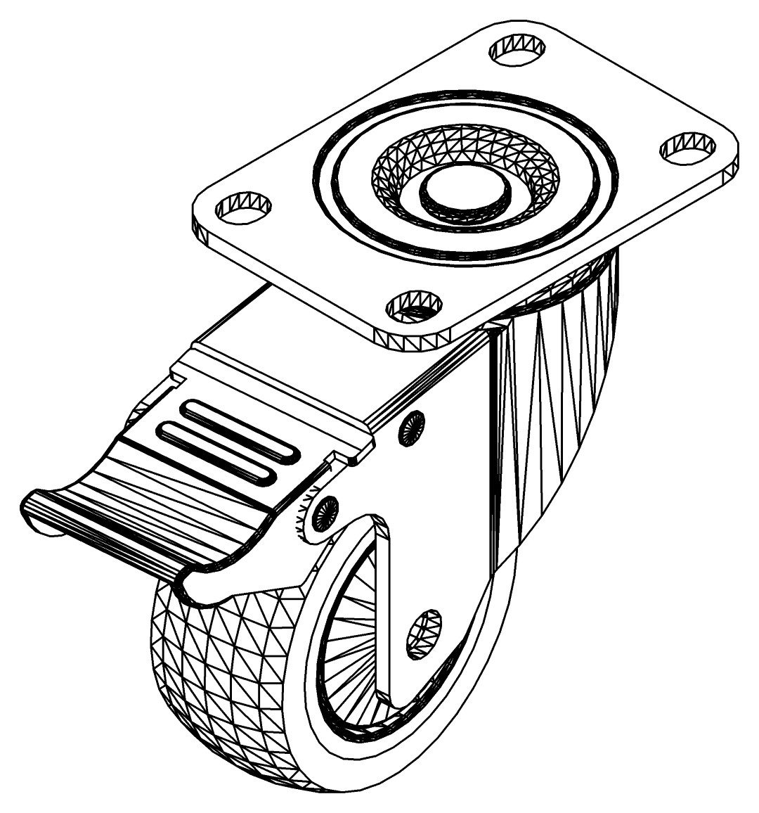 Rolle mit Bremse, 9404, L64, , Farbe: Blank