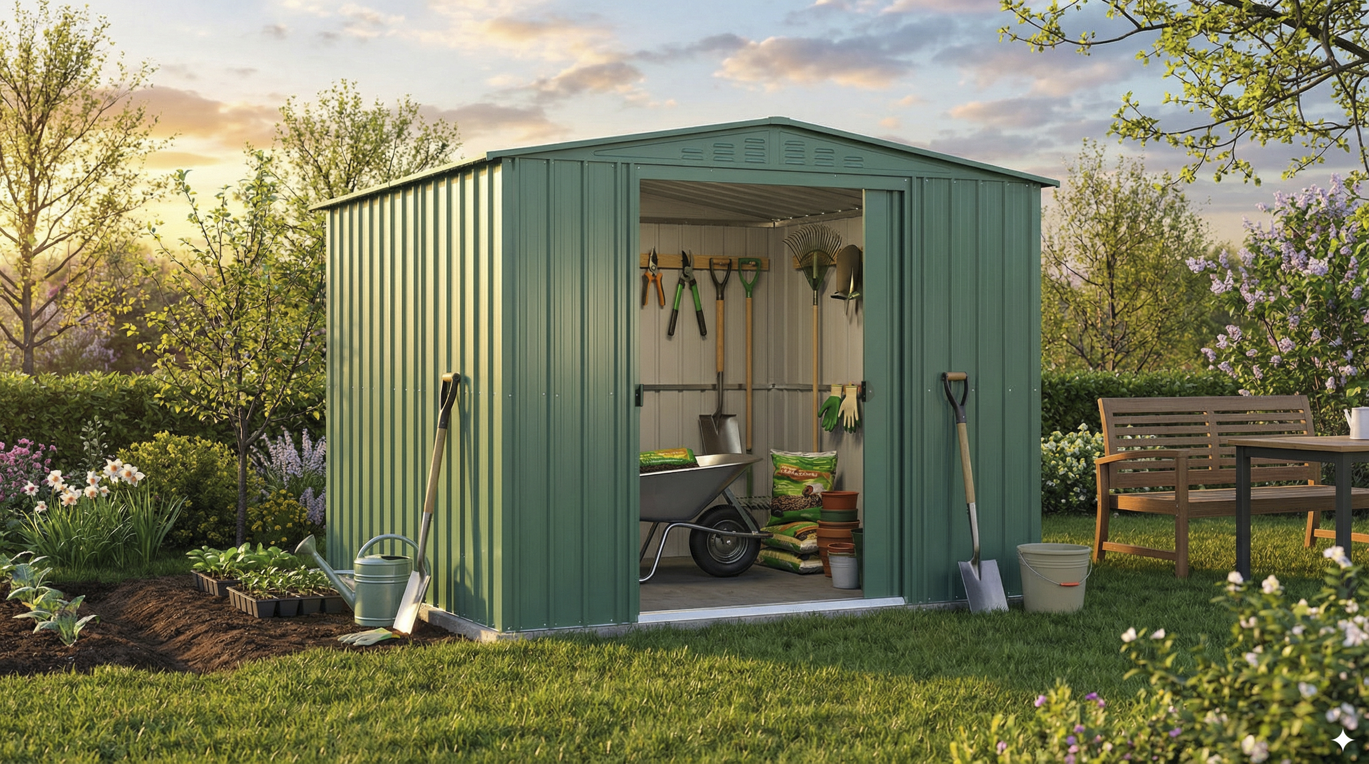 Gerätehaus Tower im Sonderangebot 86, Farbe: Jade