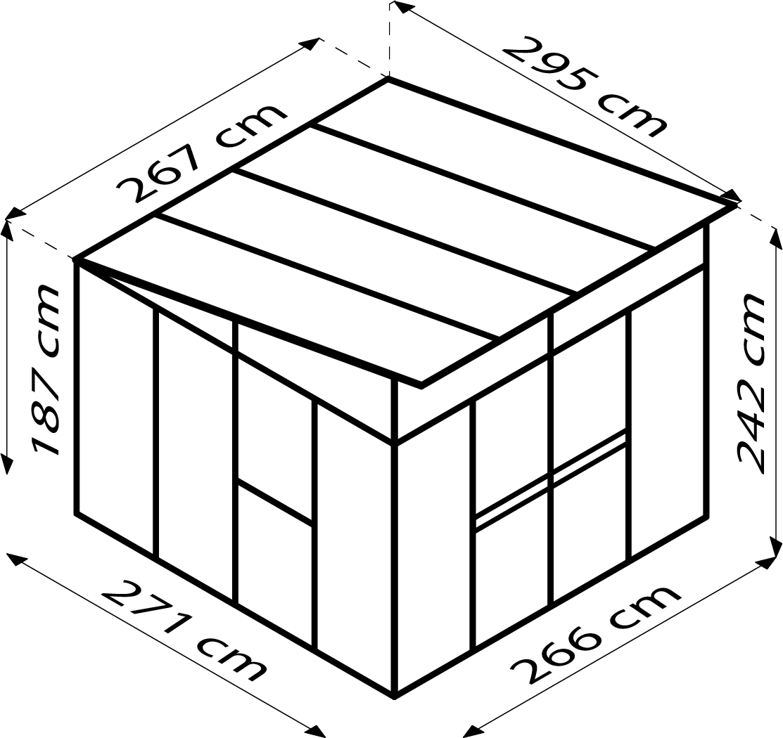 Gewächshaus Aphrodite 7800 mit Pultdach, Farbe: Aluminium eloxiert, verglast mit: Sicherheitsglas (ESG)