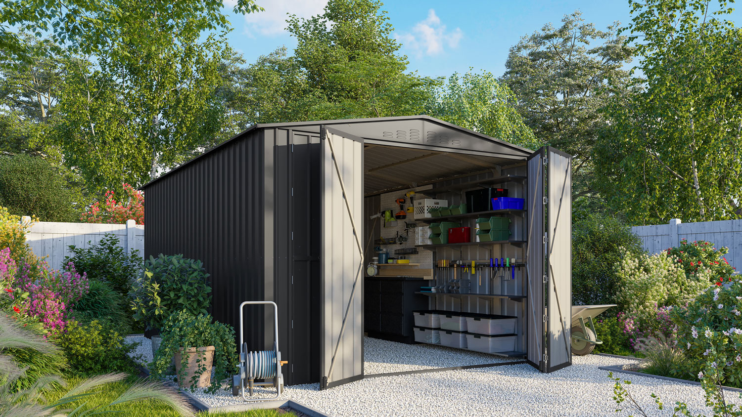 Lagertraum Parker mit Satteldach, Farbe: Anthrazit