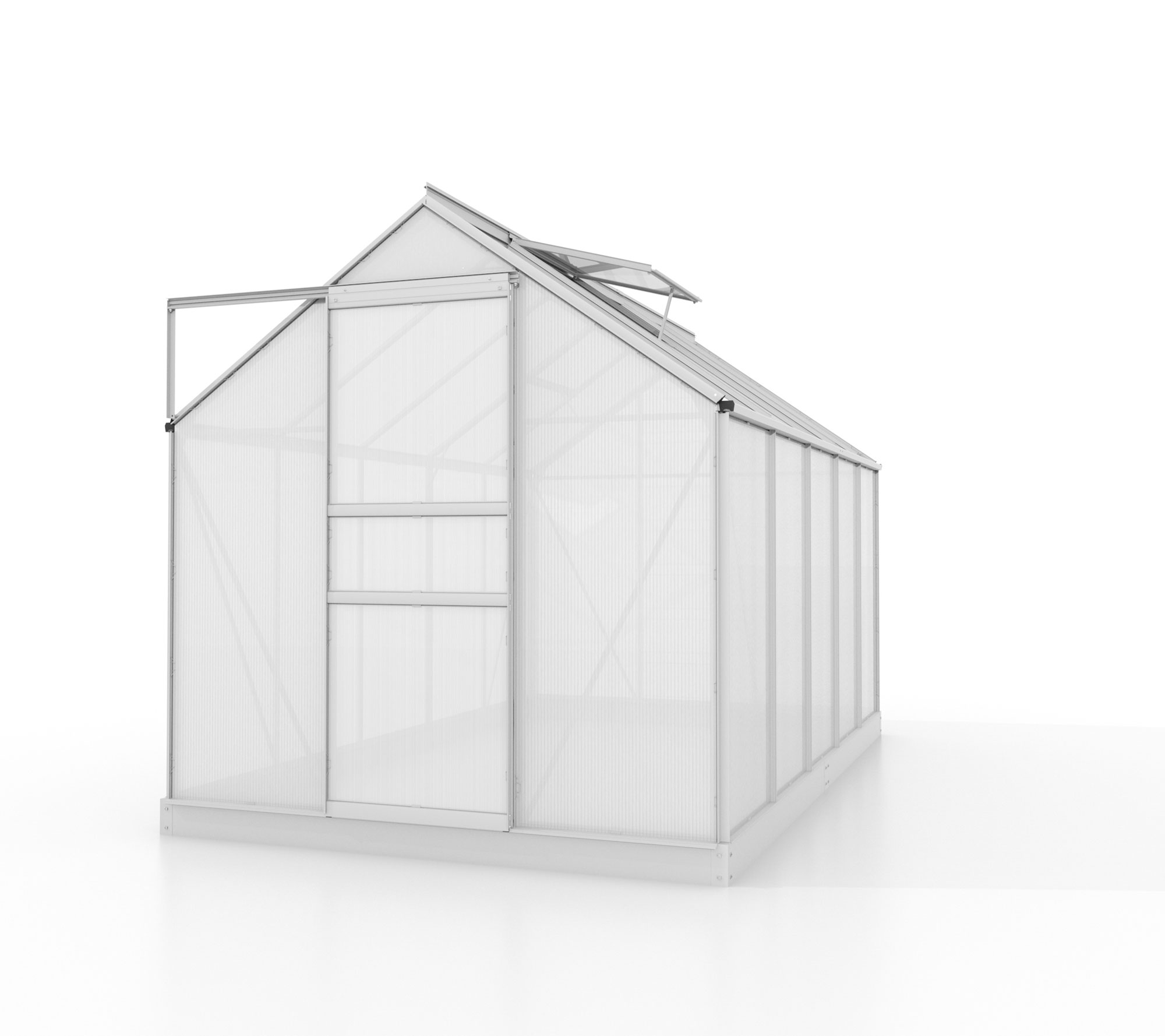 Gewächshaus Comet 6200, Farbe: Aluminium eloxiert, verglast mit: Hohlkammerplatten (HKP)