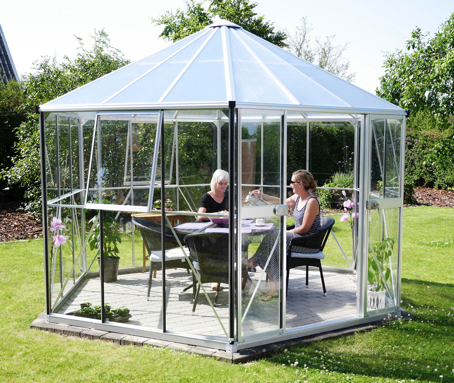 Gewächshaus Hera 9000, Farbe: Aluminium eloxiert, verglast mit: Sicherheitsglas (ESG)