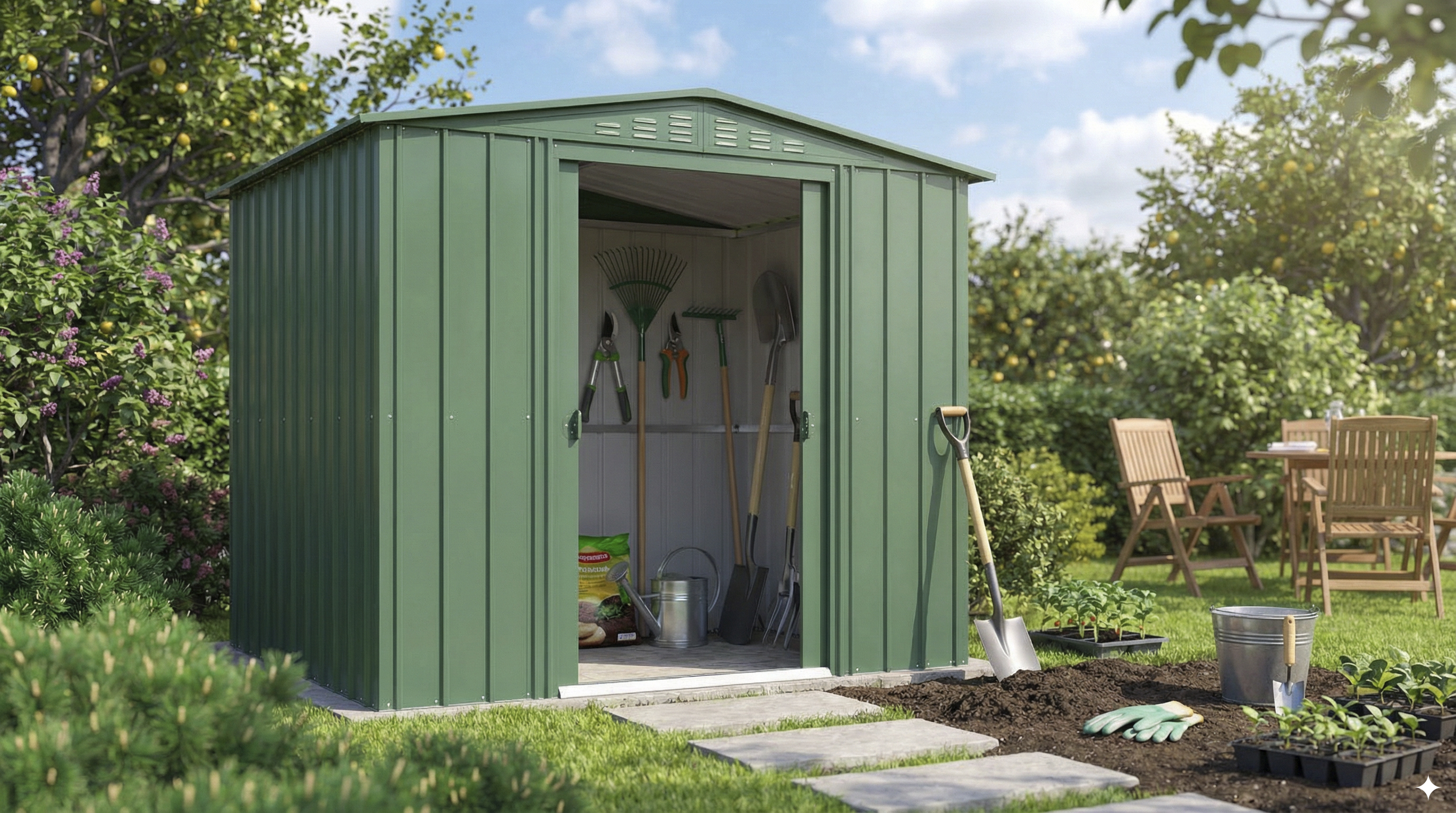 Gerätehaus Tower im Sonderangebot 86, Farbe: Jade