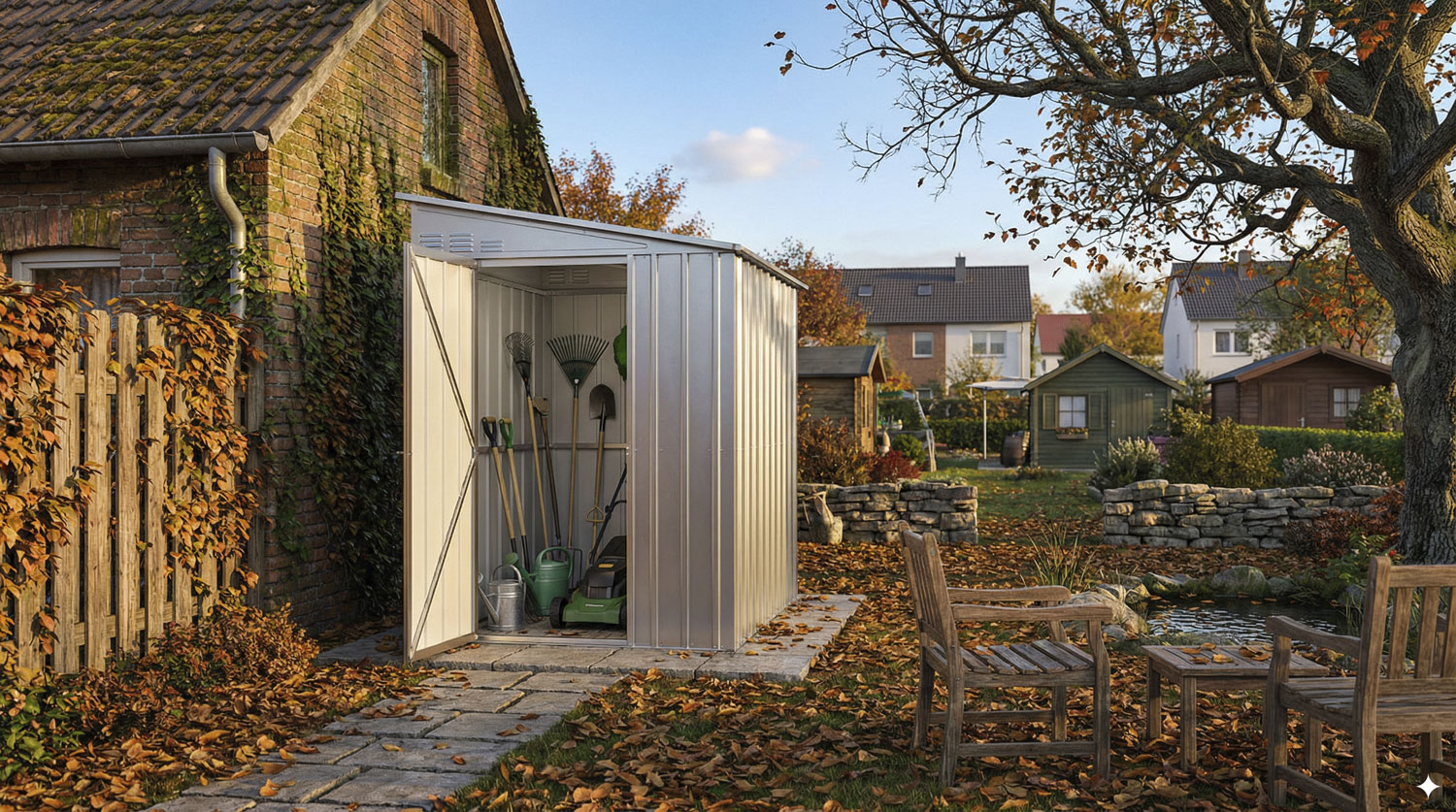 Wand-Zierde LeanTo 56 mit Pultdach, Farbe: Silber Metallic