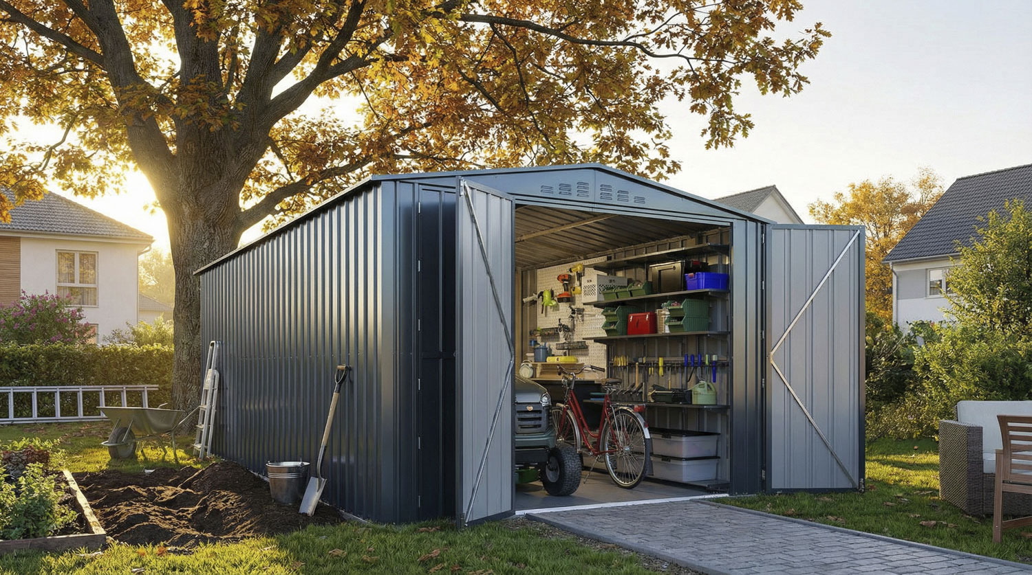 Lagertraum Parker mit Satteldach, Farbe: Anthrazit