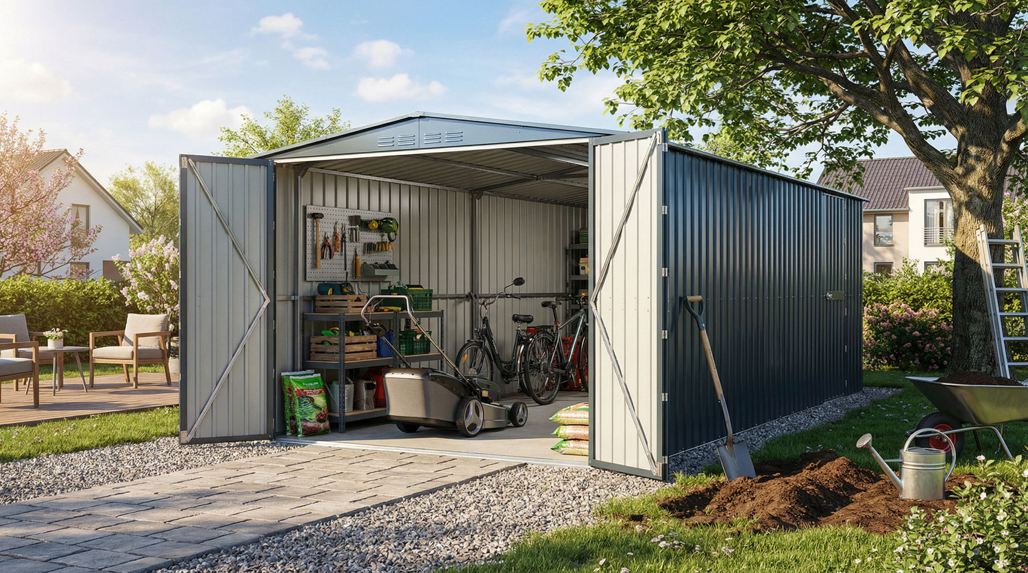 Lagertraum Parker mit Satteldach, Farbe: Anthrazit