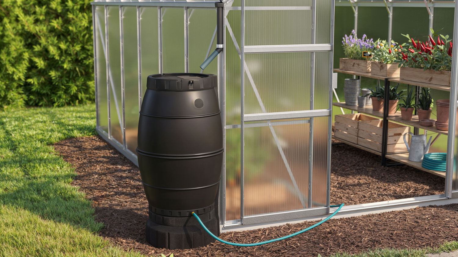 Gewächshaus-Set Mardi 6700 mit Satteldach, Farbe: Aluminium eloxiert, verglast mit: Hohlkammerplatten (HKP)