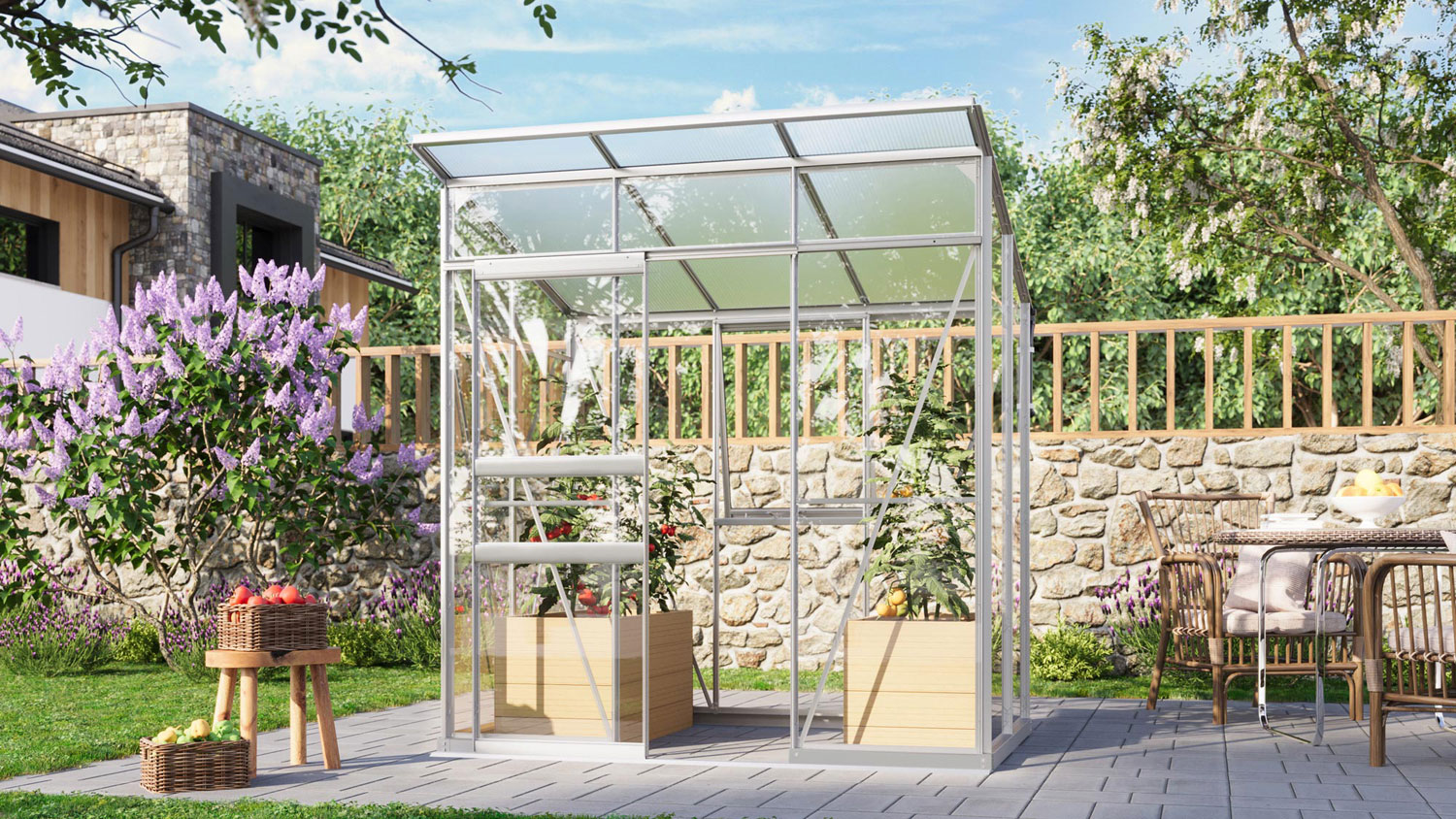 Gewächshaus Palma 3250, Farbe: Aluminium eloxiert, verglast mit: Sicherheitsglas (ESG)