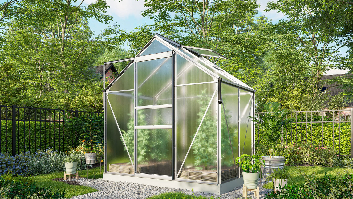 Gewächshaus-Set Marley 2500 in Aluminium mit HKP 6mm