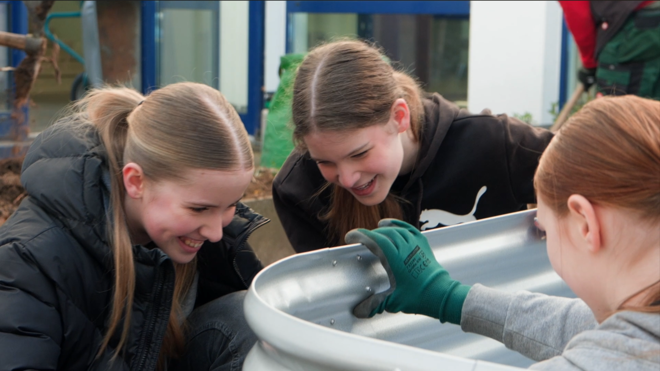 VGL NRW Galabau Projekt-Schulbeet im Franken Gymnasium im März 2026, Anlage eines Schulgartens