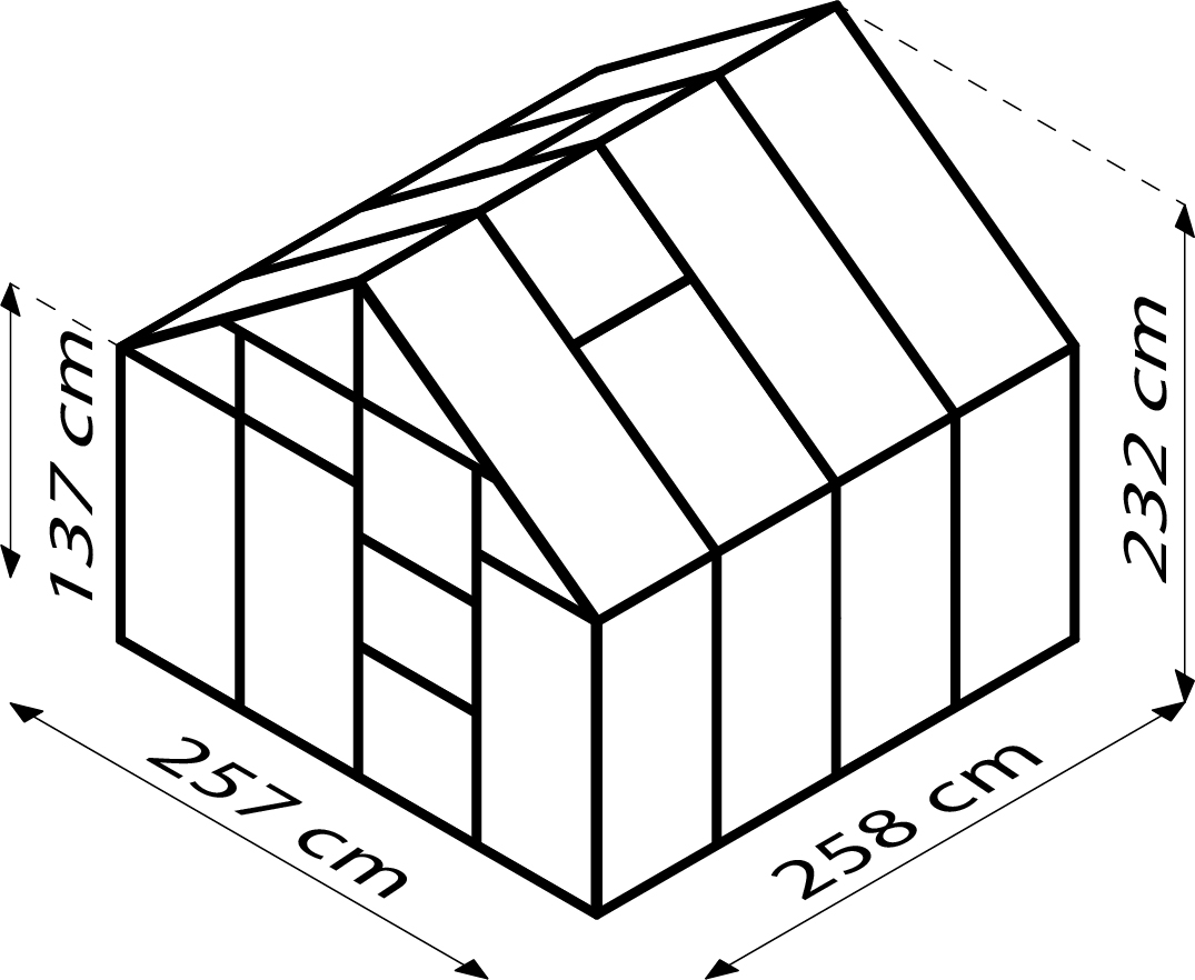 Gewächshaus Merkur 6700, Farbe: Smaragd pulverbeschichtet, verglast mit: Hohlkammerplatten (HKP)