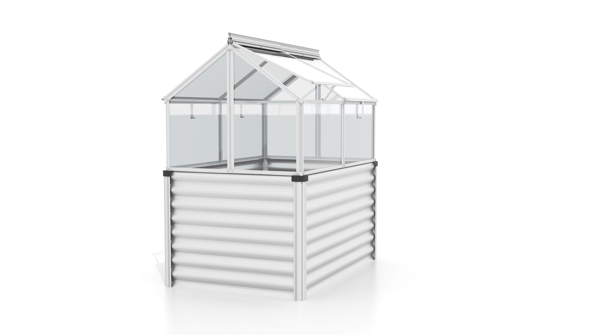 Gaia Jumbo Hochfrühbeet, Farbe: Blank/Alu eloxiert, verglast mit: Sicherheitsglas (ESG)