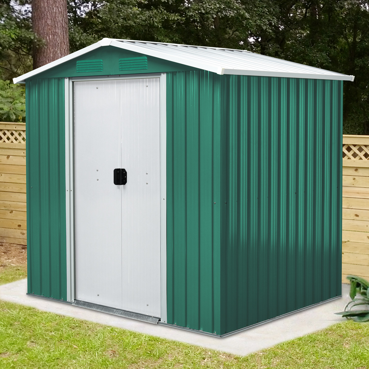 Gerätehaus Köln II im Sonderangebot 65, Farbe: Tanne/Weiß