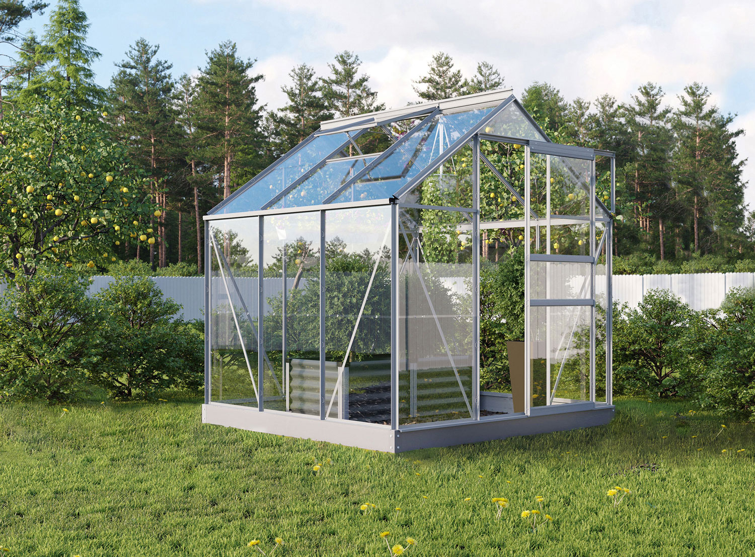 Gewächshaus Venus 3800, Farbe: Aluminium eloxiert, verglast mit: Sicherheitsglas (ESG)
