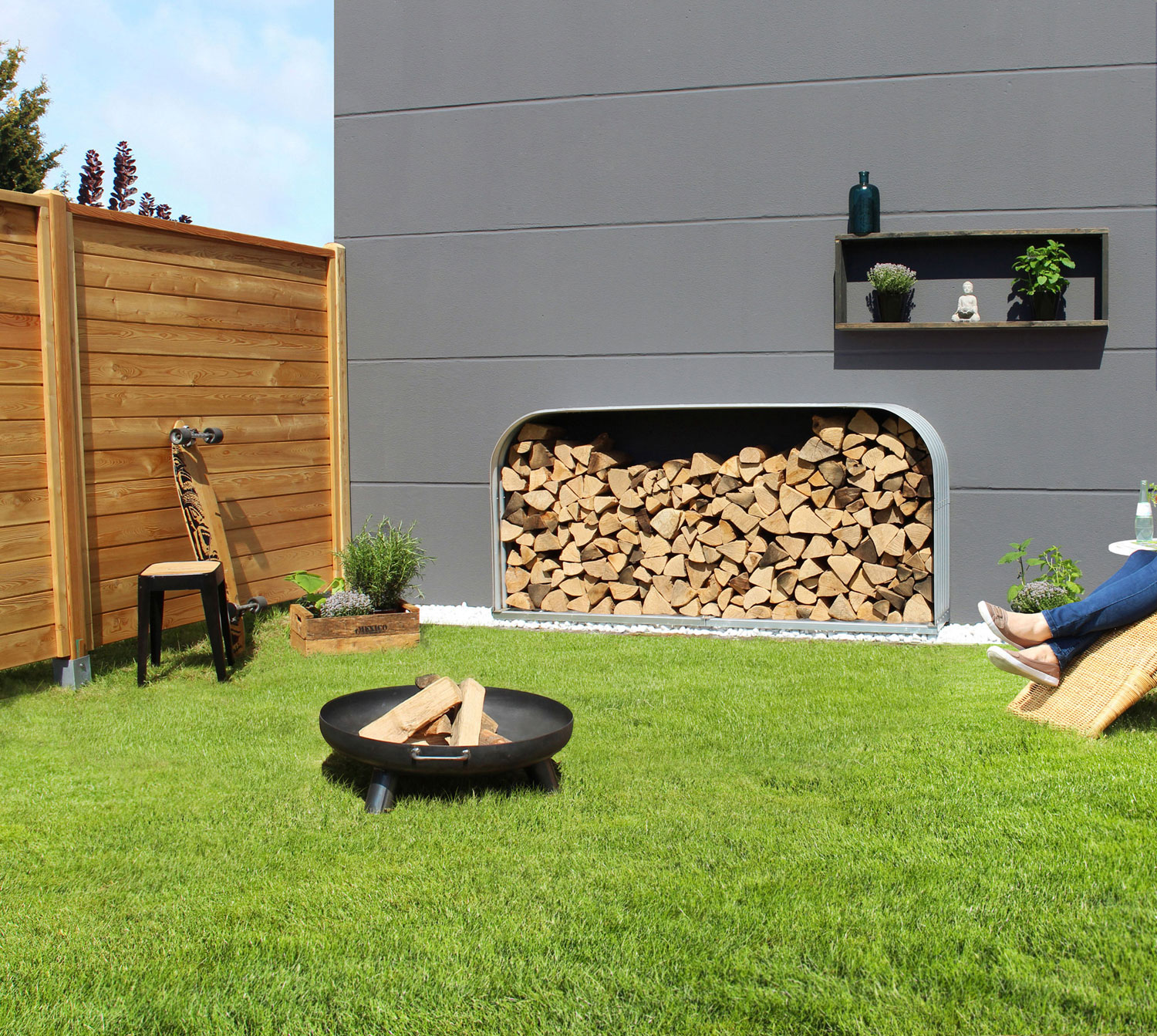 Kaminholzregal Ardor, Farbe: Zincalume blank