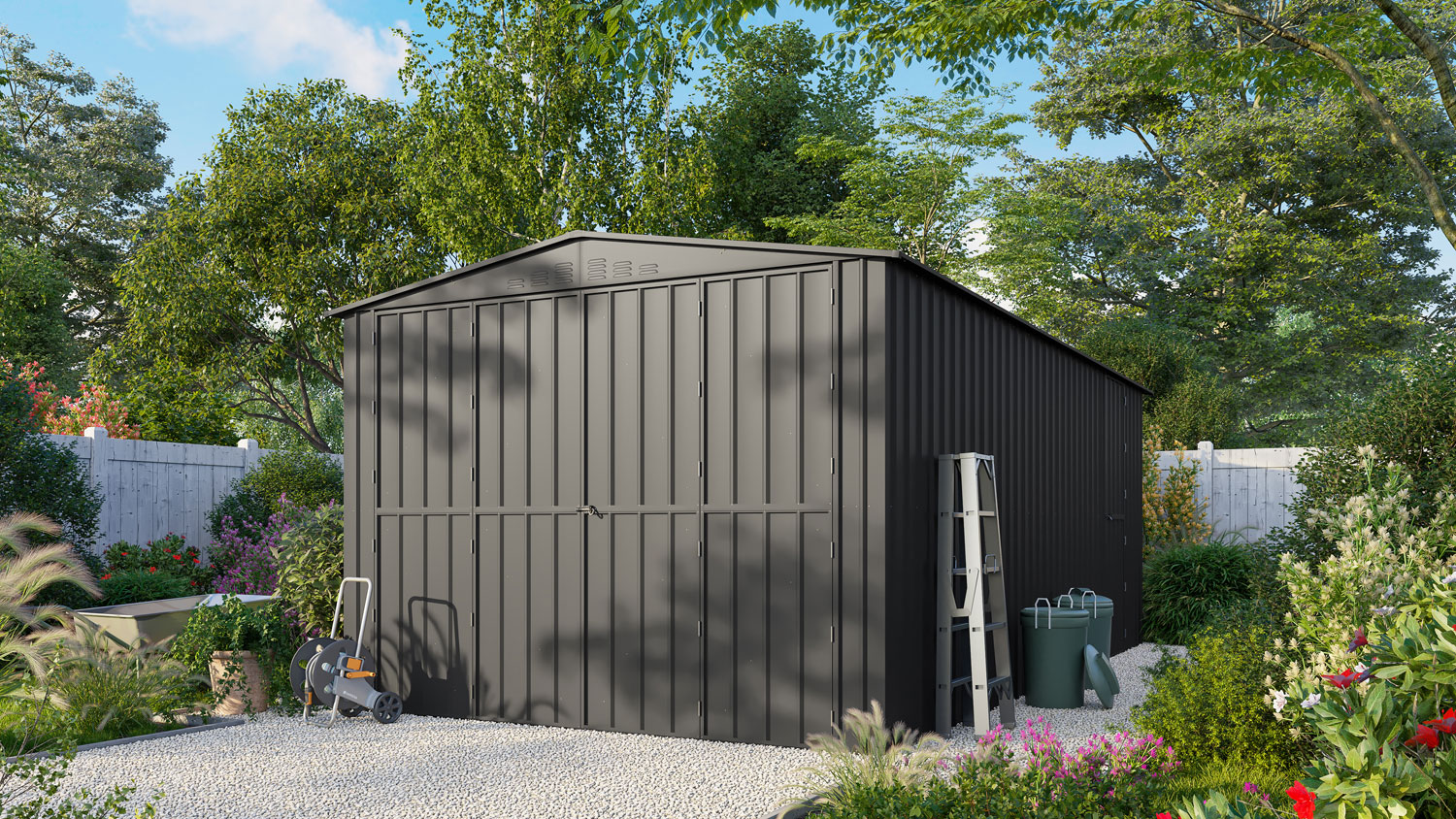 Lagertraum Parker mit Satteldach, Farbe: Anthrazit