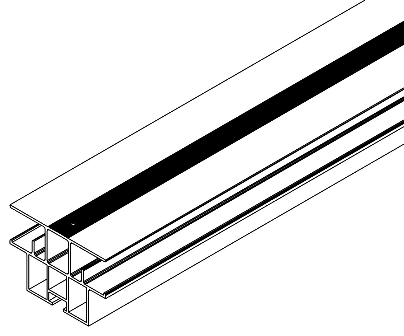 Dachzwischenprofil, 7255, L1356, black, Pantone-42, Farbe: Schwarz