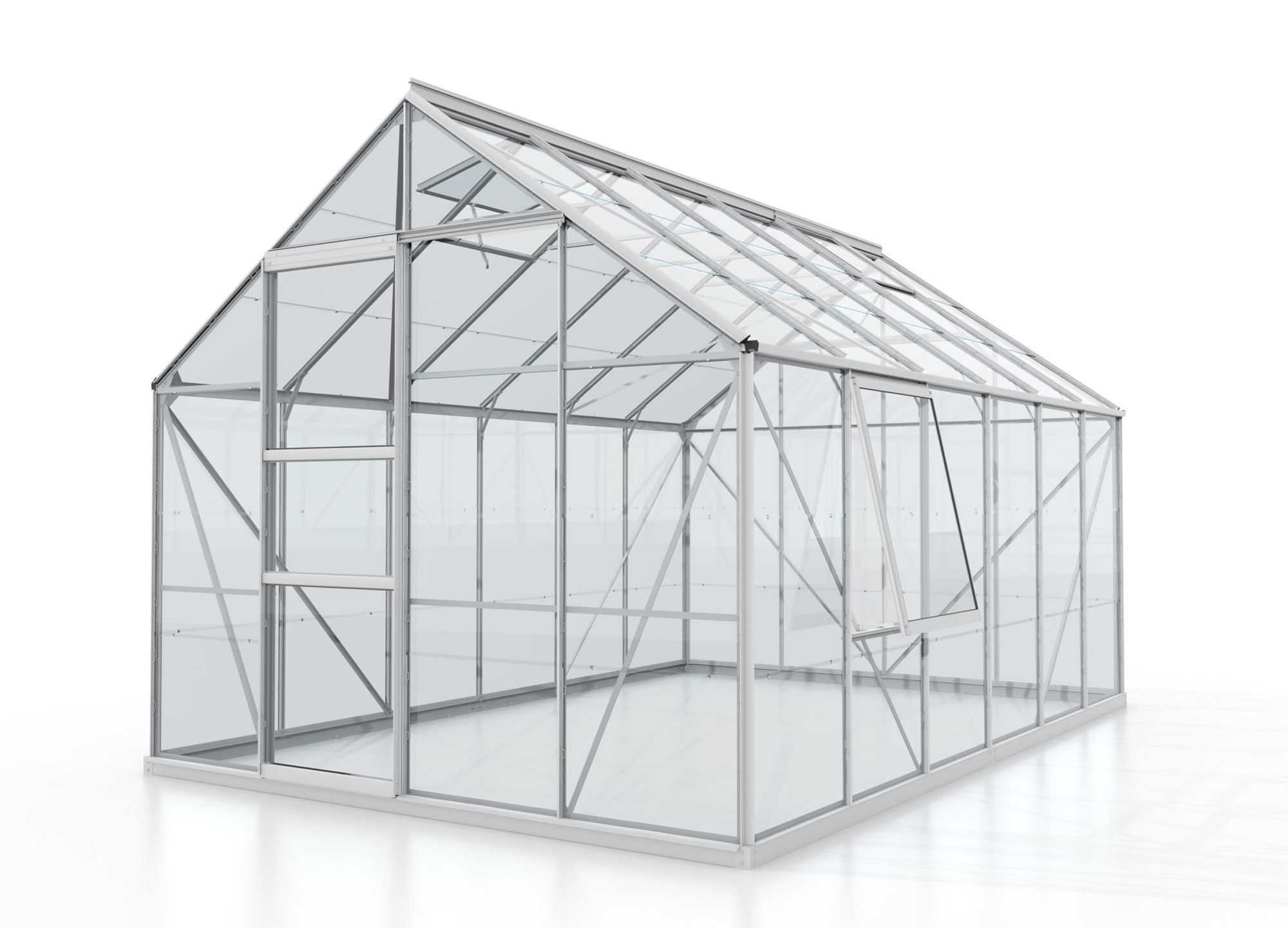 Gewächshaus Meridian1 9900, Farbe: Aluminium eloxiert, verglast mit: Sicherheitsglas (ESG)