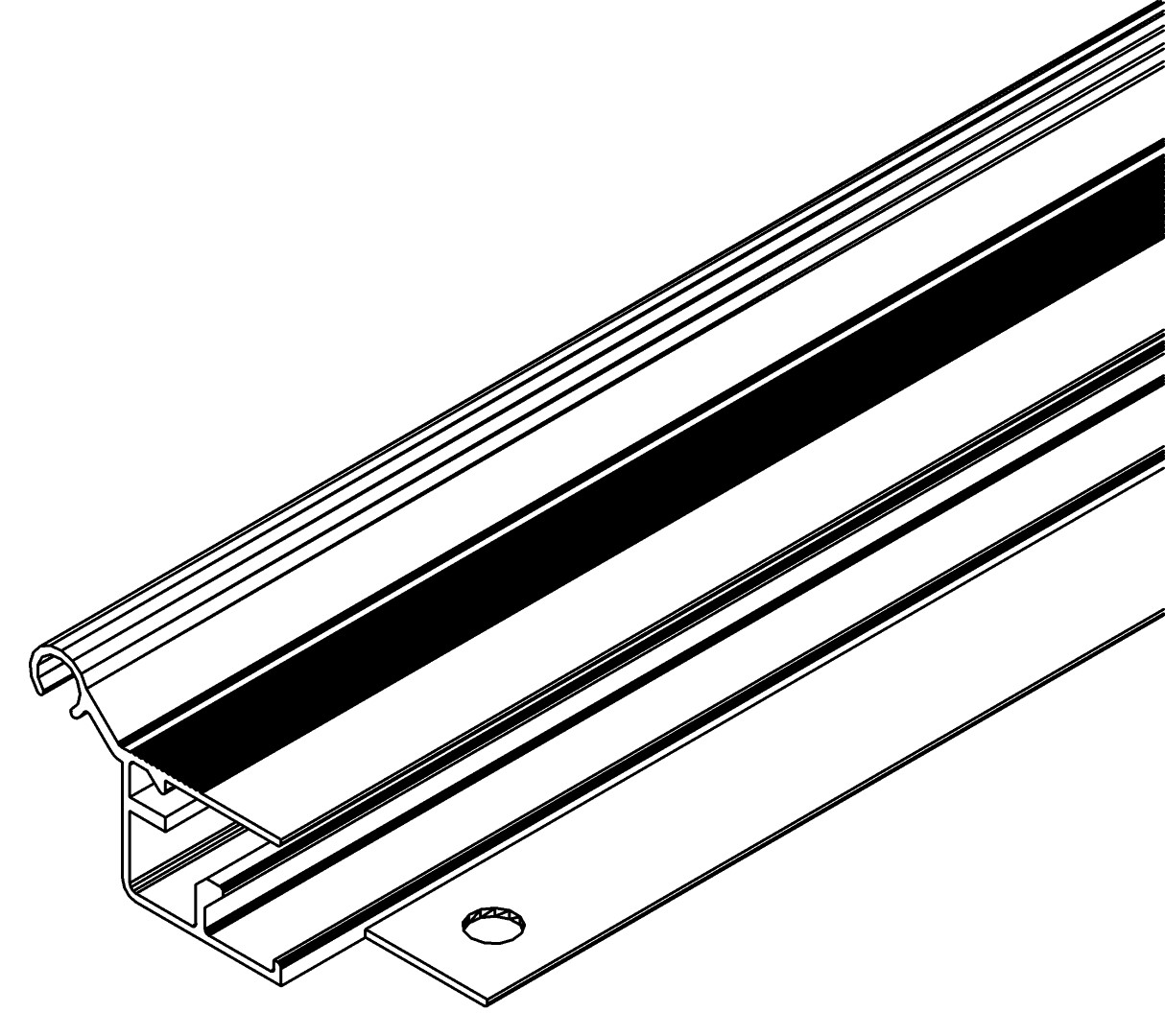 Fensterprofil, oben, 7365, L598, white, RAL 9003, Farbe: Weiß pulverbeschichtet