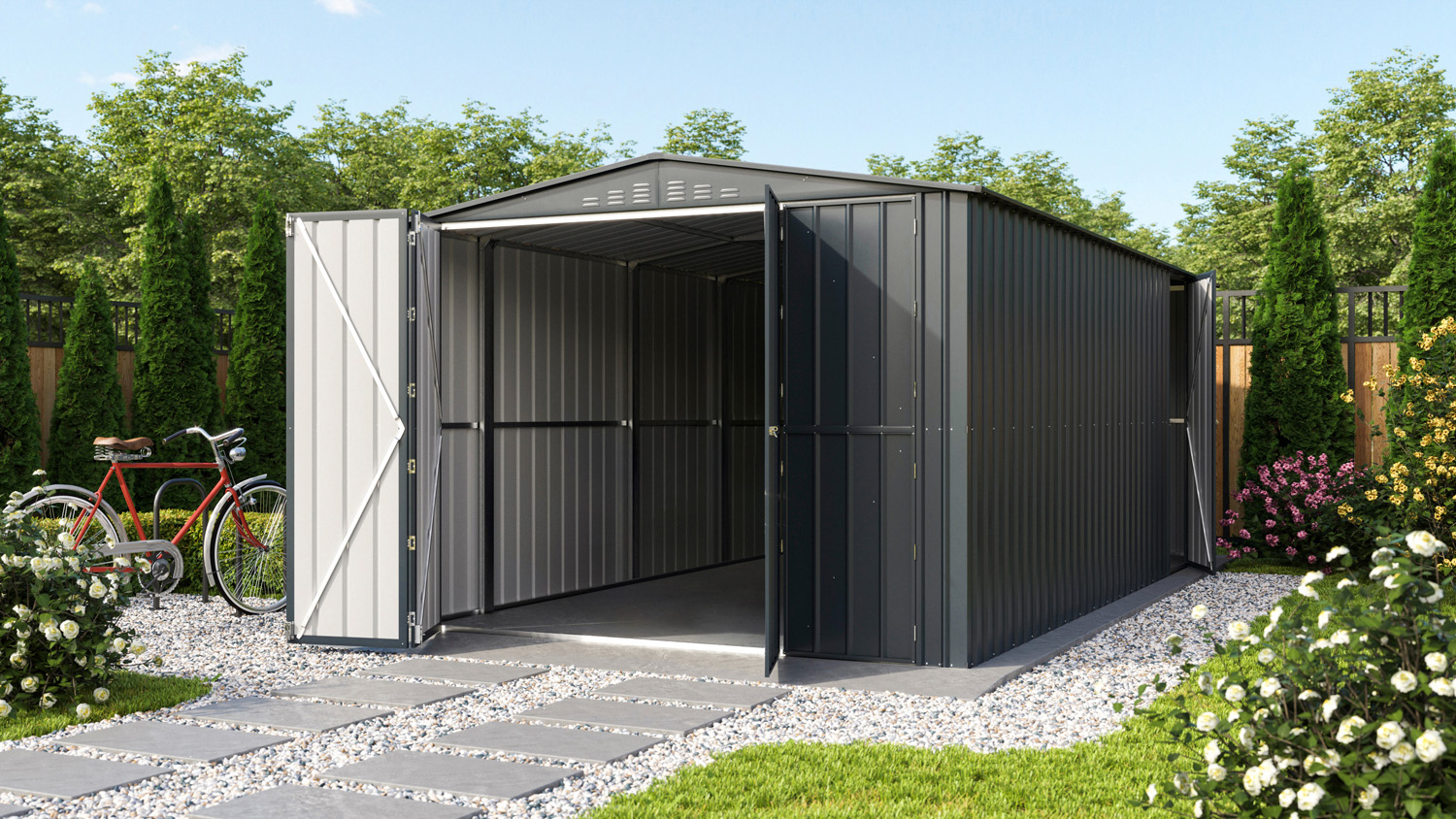 Lagertraum Parker 1015 mit Satteldach, Farbe: Anthrazit