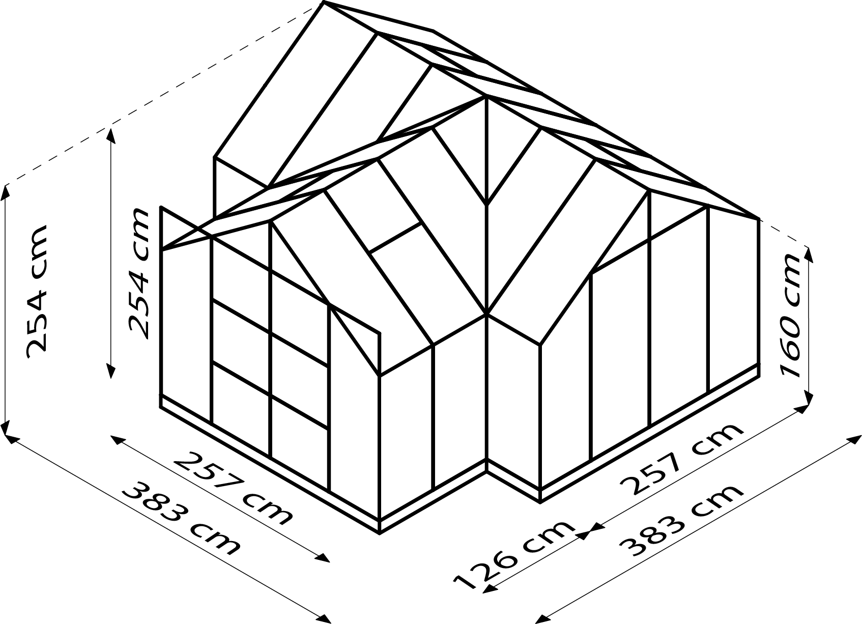 Gewächshaus Sirius 13000, Farbe: Smaragd pulverbeschichtet, verglast mit: Sicherheitsglas (ESG)