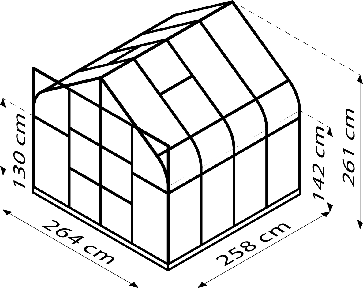 Dione - Modelle im Abverkauf 6700 mit Glockendach, Farbe: Aluminium eloxiert, verglast mit: Sicherheitsglas (ESG)