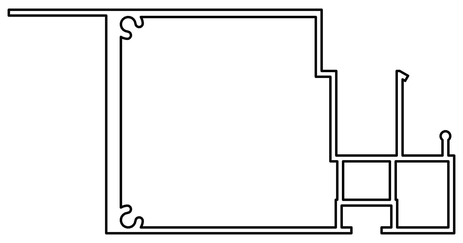 Türschloss Seite unten, 7016, L1000, , Farbe: Blank