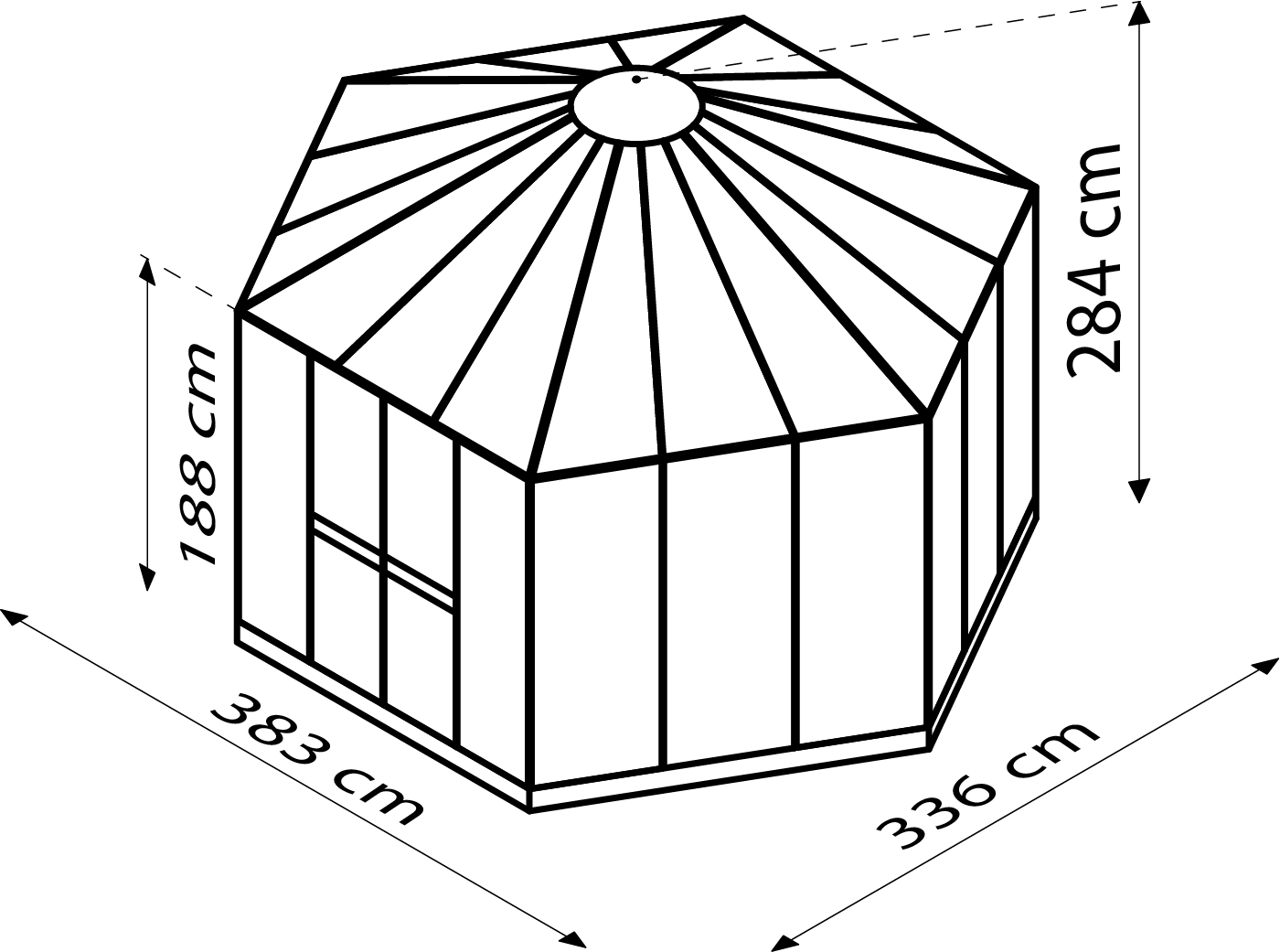 Gewächshaus Weißes Hera 9000 mit Glas 9000 mit Pavillondach, Farbe: Weiß pulverbeschichtet, verglast mit: Sicherheitsglas (ESG)