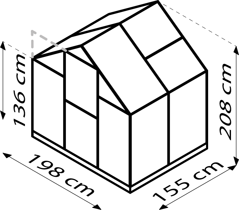 Gewächshaus Eos im Sonderangebot 3100, Farbe: Smaragd pulverbeschichtet, verglast mit: Hohlkammerplatten (HKP)