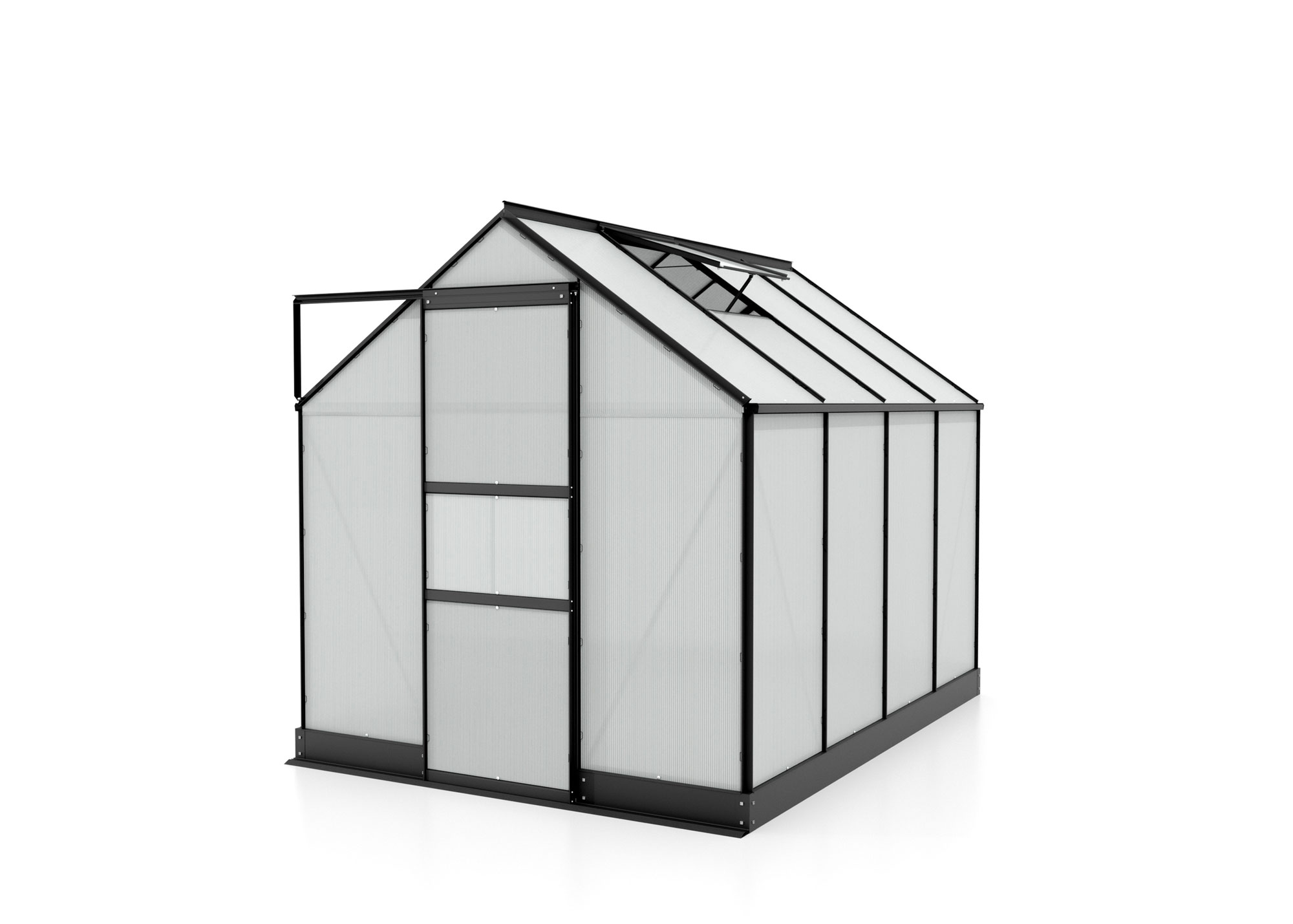 Gewächshaus Apollo 5000, Farbe: Schwarz pulverbeschichtet, verglast mit: Hohlkammerplatten (HKP)