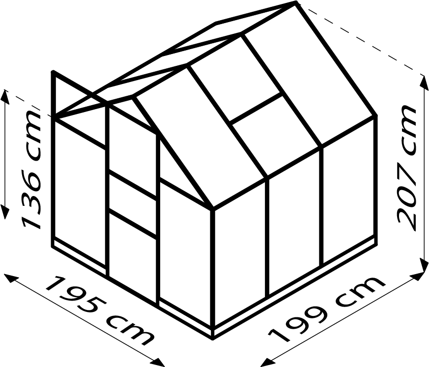 Apollo - Modelle im Abverkauf 3800 mit Satteldach, Farbe: Aluminium eloxiert, verglast mit: Hohlkammerplatten (HKP)