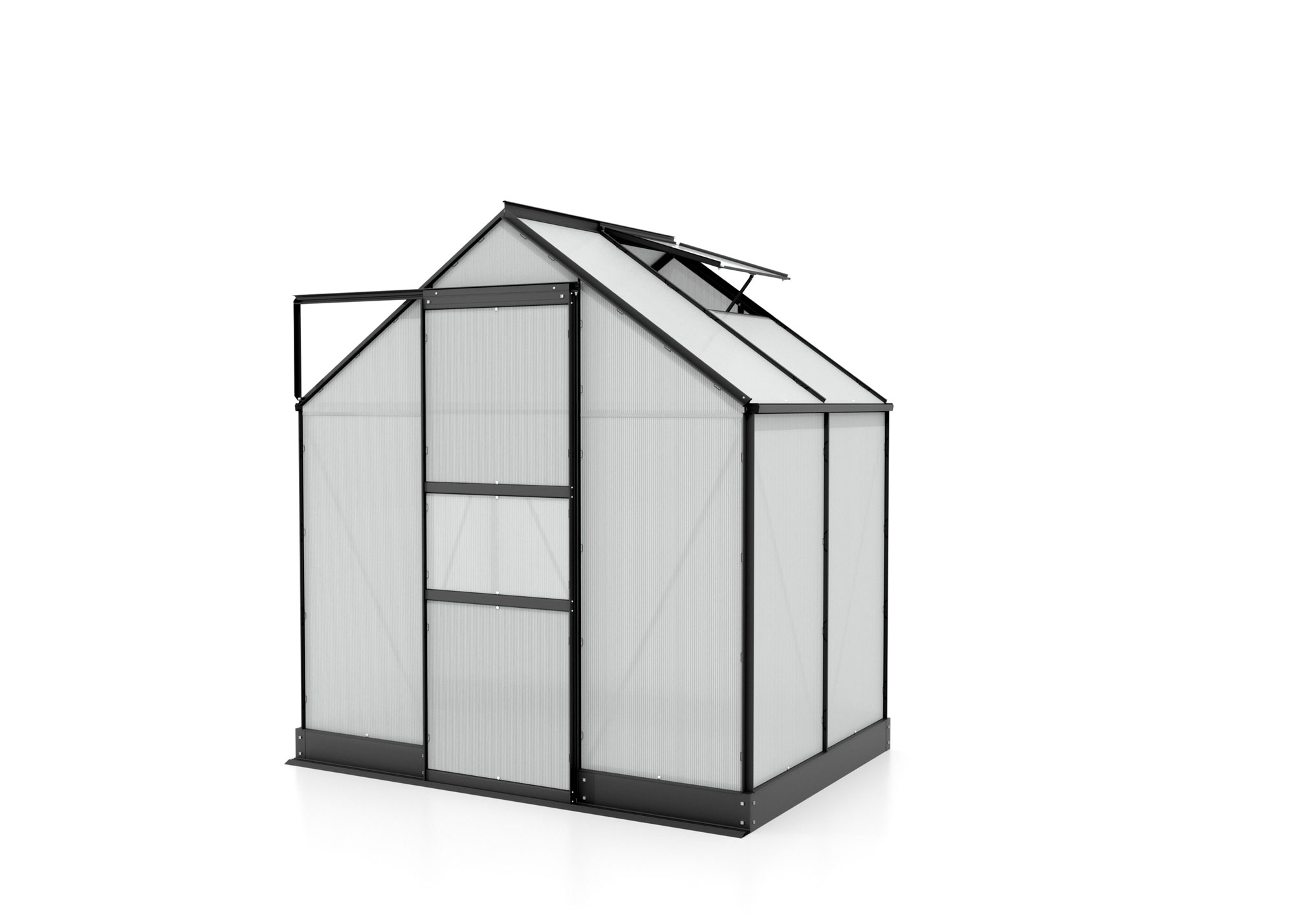 Gewächshaus Apollo 2500, Farbe: Schwarz pulverbeschichtet, verglast mit: Hohlkammerplatten (HKP)
