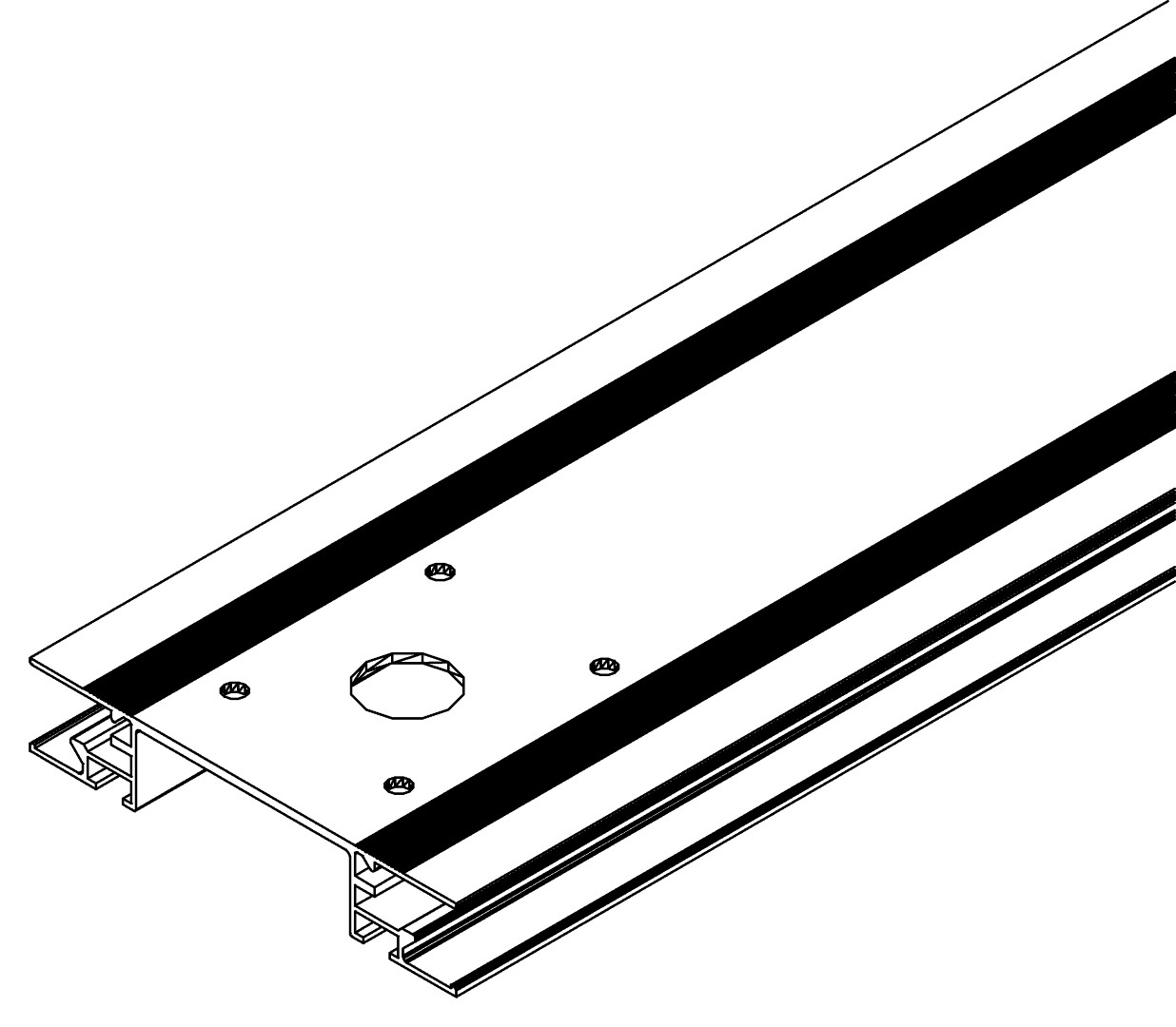 Türprofil, mitte li, 7354, L574, white, RAL 9003, Farbe: Weiß pulverbeschichtet