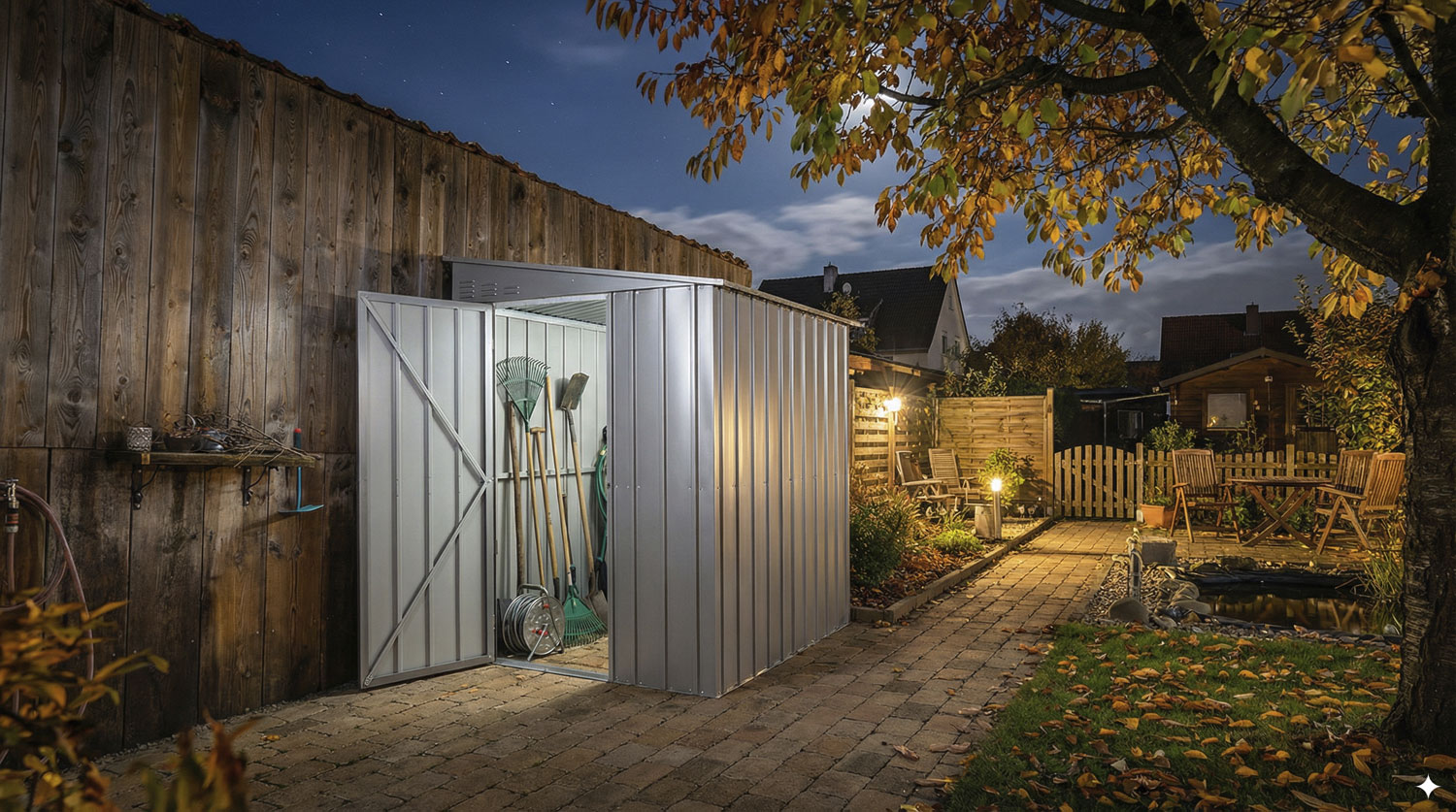 Wand-Zierde LeanTo 56 mit Pultdach, Farbe: Silber Metallic