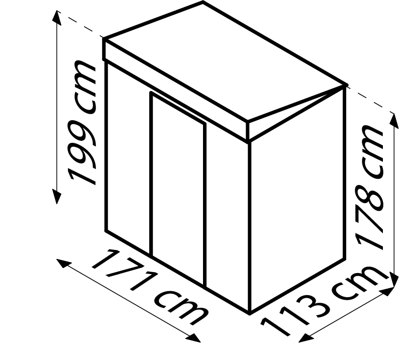 Metallgerätehaus Skillion 64, Farbe: Silber Metallic