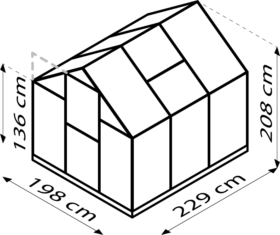 Gewächshaus Eos im Sonderangebot 4600 mit Satteldach, Farbe: Aluminium eloxiert, verglast mit: Hohlkammerplatten (HKP)