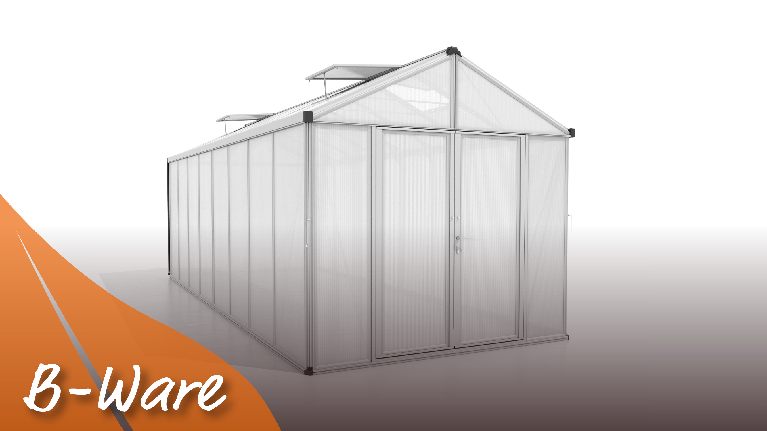 Gewächshaus Zeus Comfort 15700, Farbe: Aluminium eloxiert, verglast mit: Hohlkammerplatten (HKP)