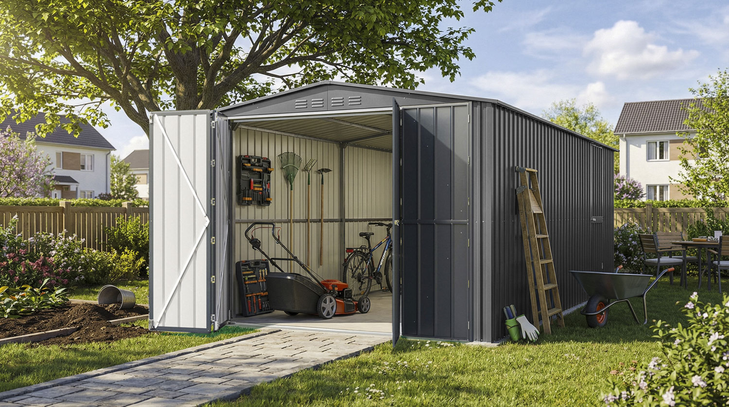 Lagertraum Parker mit Satteldach, Farbe: Anthrazit