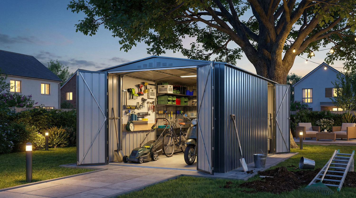 Lagertraum Parker mit Satteldach, Farbe: Anthrazit