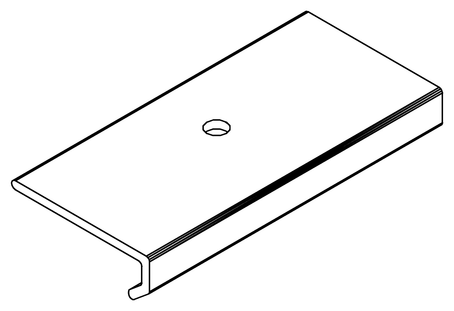 Verglasungshalteblech aussen, 7342, L45, white, RA, Farbe: Weiß pulverbeschichtet