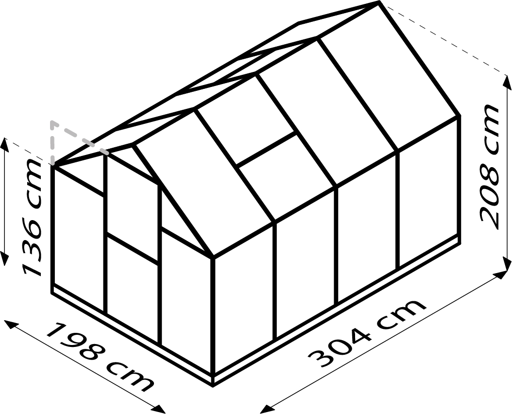 Gewächshaus Eos 6000, Farbe: Aluminium eloxiert, verglast mit: Hohlkammerplatten (HKP)