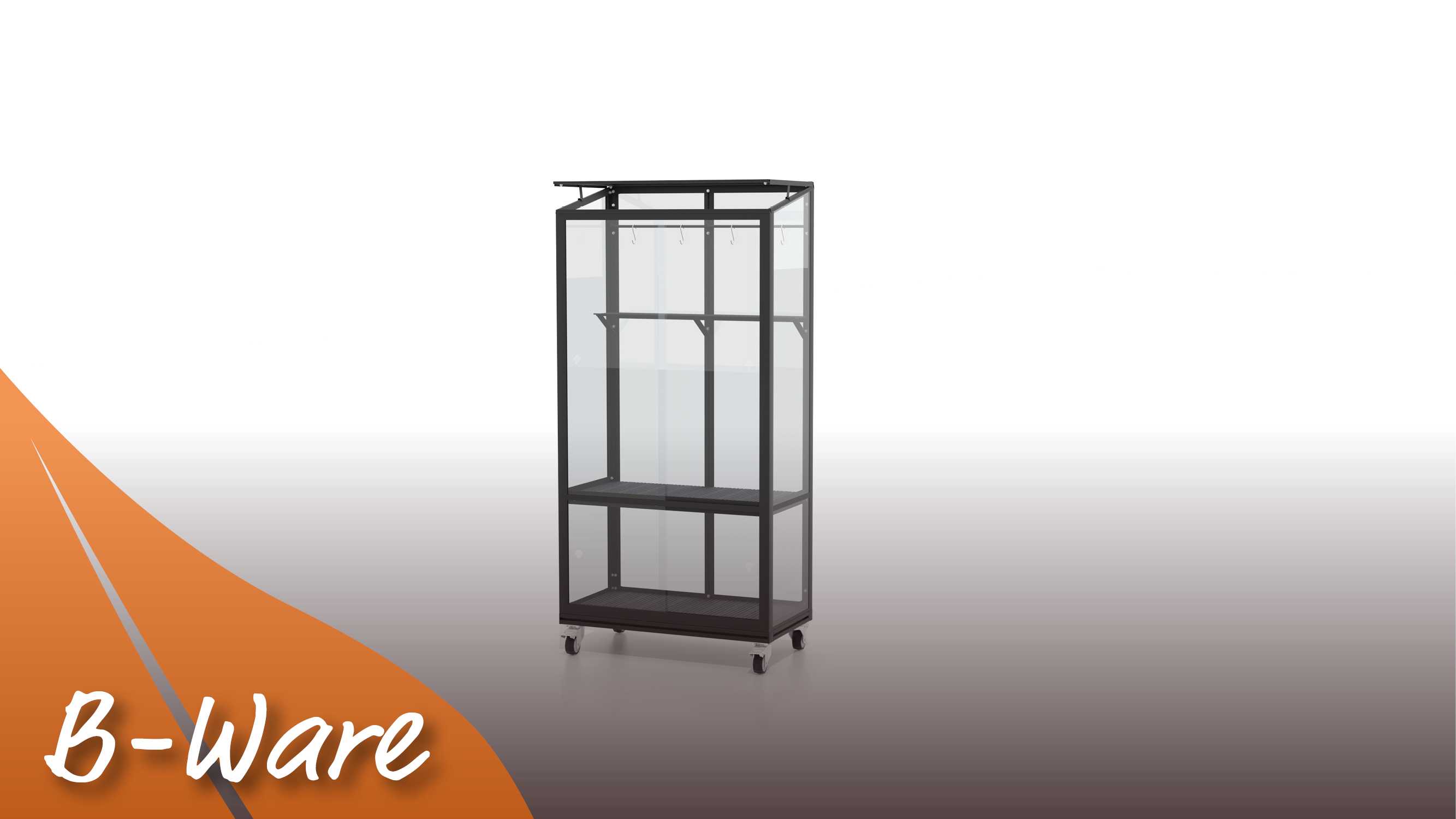 Balkongewächshaus Stad 350, Farbe: Schwarz pulverbeschichtet, verglast mit: Sicherheitsglas (ESG)